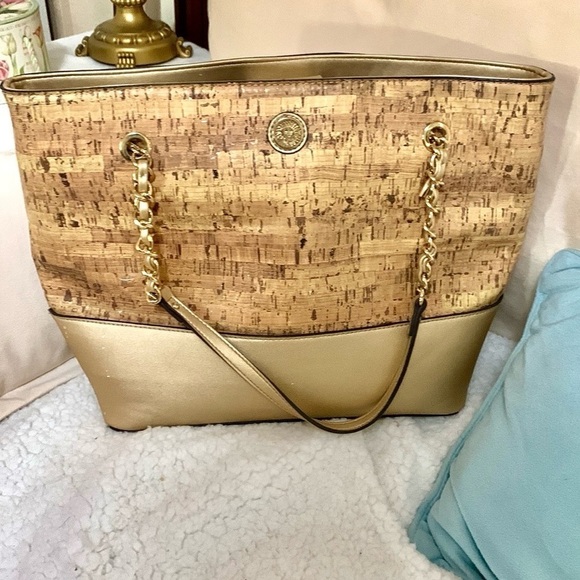 Anne Klein gold tote - Picture 1 of 10